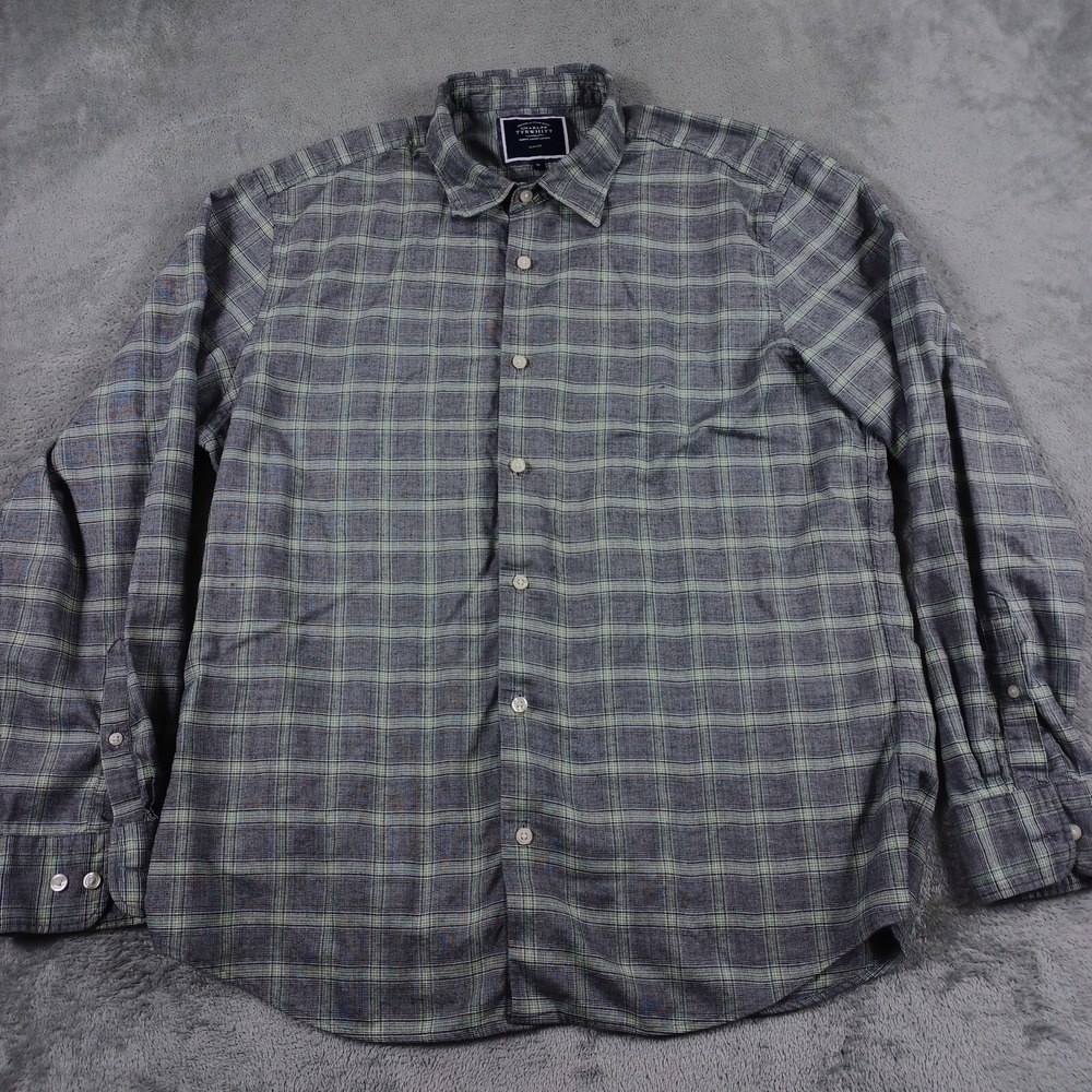 Charles Tyrwhitt Shirt Mens XL‎ Slim Fit Gray Plaid Button Down Preppy
